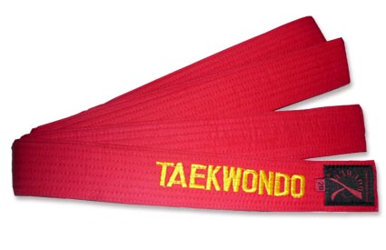 Cinturón rojo de Taekwondo bordado