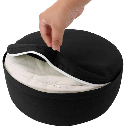 Coussin Zafu Savasanas – Demi-lune, Coton Et Cosses De Sarrasin, Fait Main à Barcelone, Pour Méditation Et Yoga